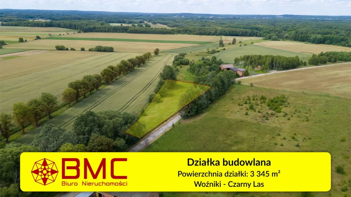 Działka budowlana 3345 m² w Czarnym Lesie – media, dojazd Woźniki, Czarny Las, Czarny Las  3 345m2 Foto 1