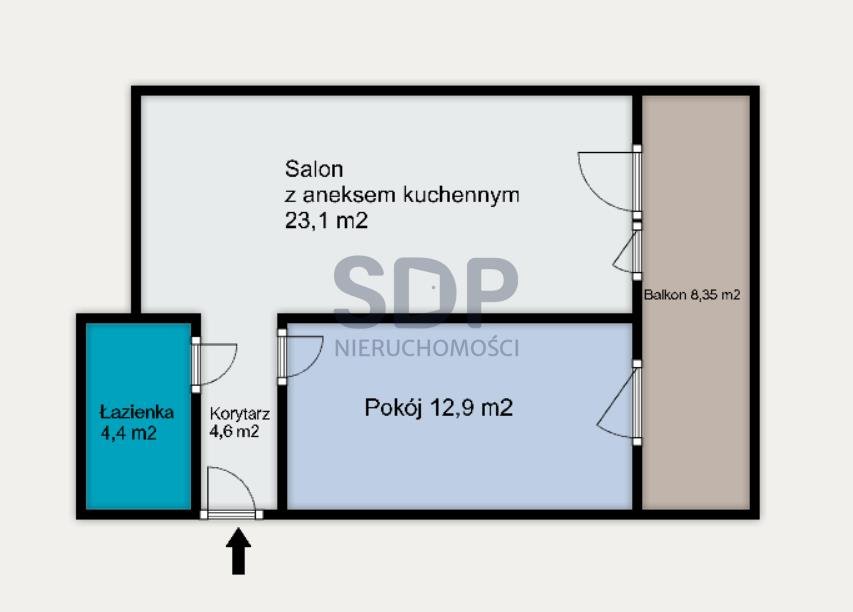 Mieszkanie dwupokojowe na sprzedaż Wrocław, Jedności Narodowej  45m2 Foto 2