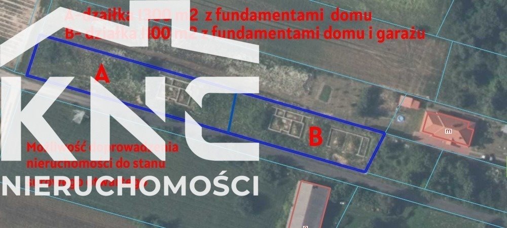 Działka 13 ar z fundamentami i projektem domu w Charlężu Charlęż  1 300m2 Foto 1