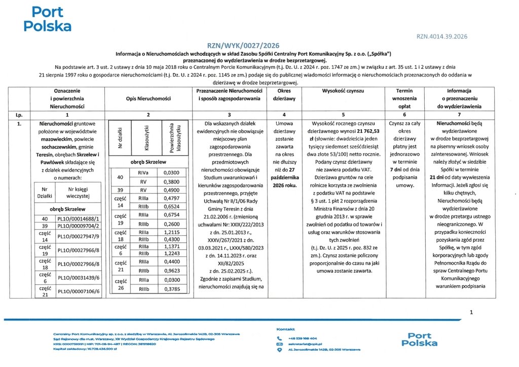 Działka do wynajęcia w Teresinie, 103 470 m², atrakcyjna oferta Teresin  103 470m2 Foto 1