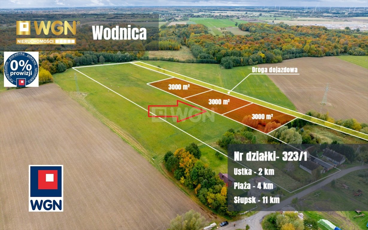 Działka 3000 m² z mediami, blisko plaży i lasów Wodnica, Kolonia  3 000m2 Foto 1