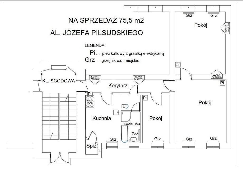 Mieszkanie trzypokojowe na sprzedaż Chełm, al. marsz. Józefa Piłsudskiego  76m2 Foto 7