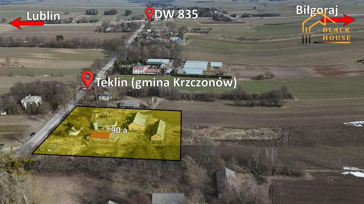 Kompleks 8,16 ha gruntów ornych z dostępem do mediów Teklin  80 160m2 Foto 1