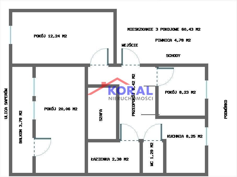 Mieszkanie trzypokojowe na sprzedaż Wrocław, Krzyki, Borek, Saperów  60m2 Foto 8