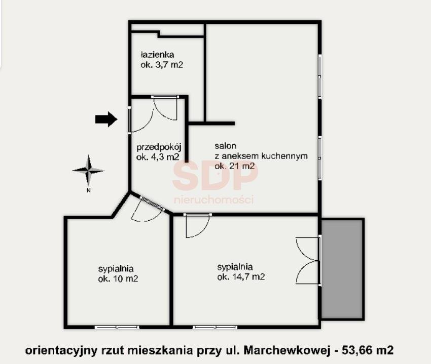 Mieszkanie trzypokojowe na sprzedaż Wrocław, Krzyki, Klecina, Marchewkowa  54m2 Foto 7