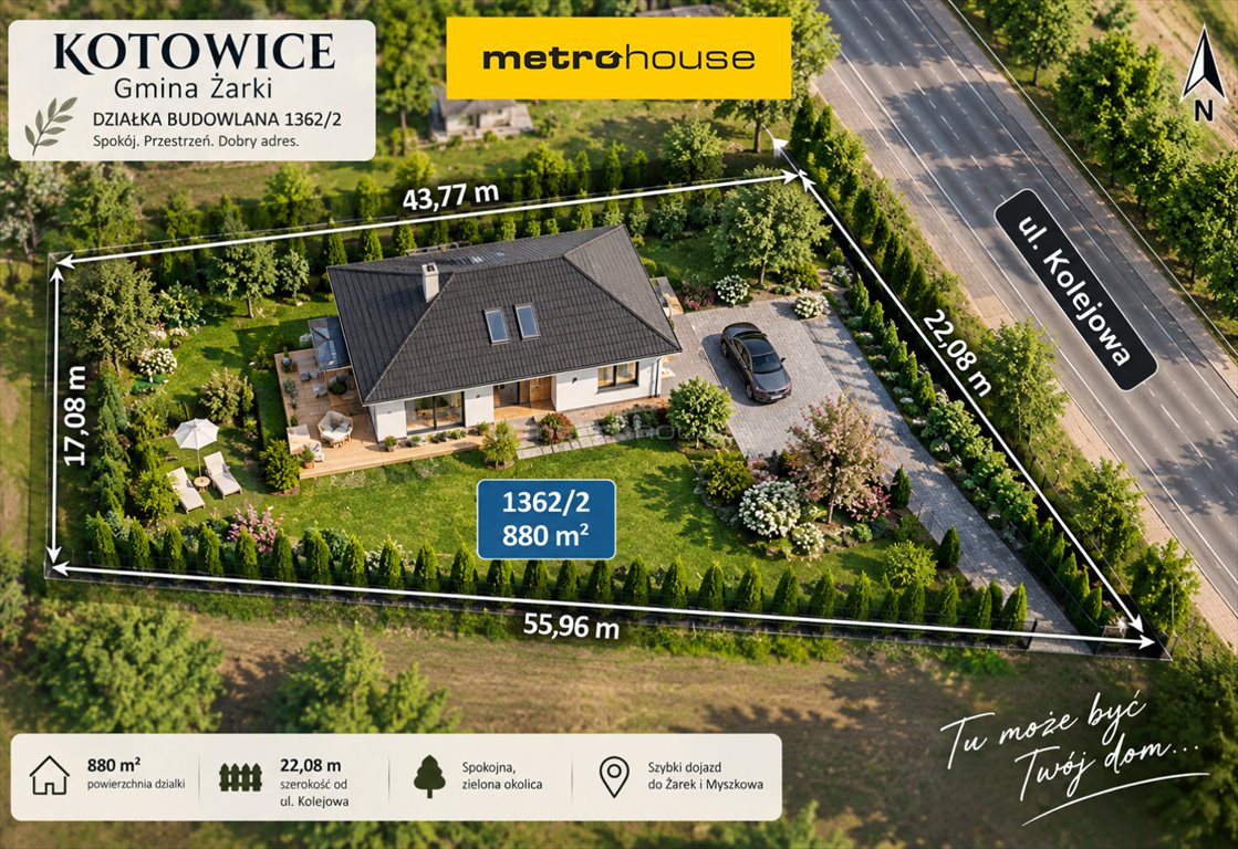 Sprzedam działkę budowlaną 880 m² w Kotowicach: Kotowice: Kolejowa