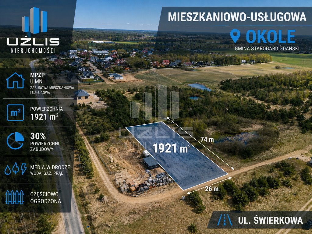 Działka budowlana 1921 m² z możliwością zabudowy i usług Okole, Świerkowa  1 921m2 Foto 1