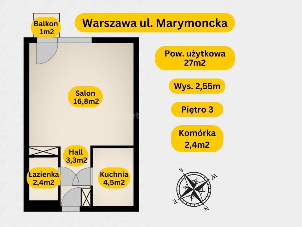 Kawalerka na sprzedaż Warszawa, Bielany, Marymoncka  27m2 Foto 17