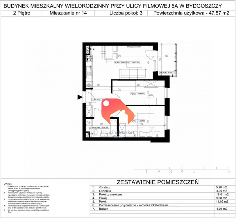 Mieszkanie trzypokojowe na sprzedaż Bydgoszcz, Kapuściska, Filmowa  48m2 Foto 2