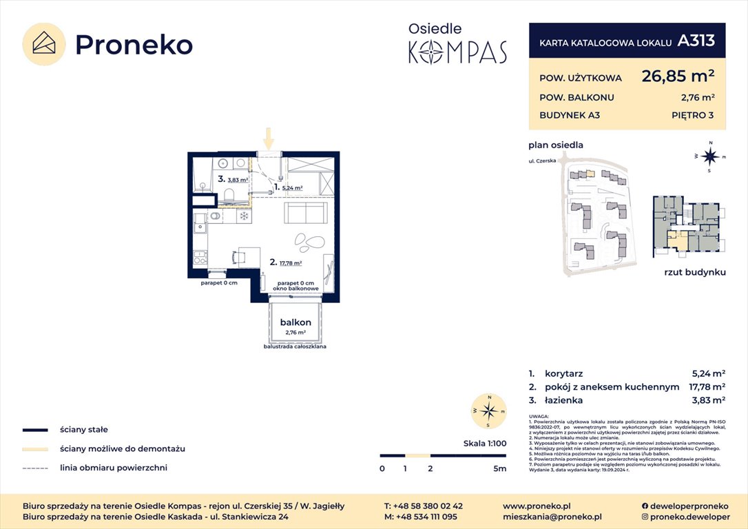 Na sprzedaż nowoczesne 26,85 m² w Gdańsku z eleganckim wykończeniem Gdańsk, Orunia Górna, osiedle Komaps, Oskara Żawrockiego 17  27m2 Foto 1