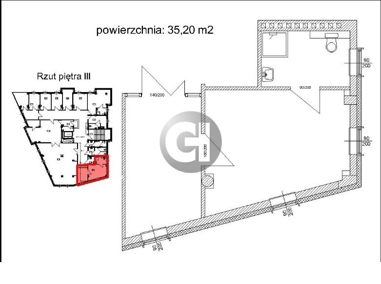 Atrakcyjny lokal usługowy 35 m2 z recepcją i WC: Gorzów Wielkopolski Górczyn