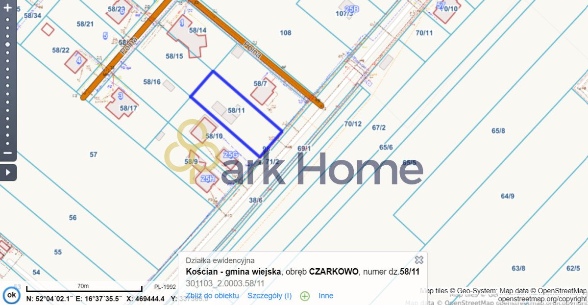 Działka budowlana na sprzedaż Kościan, Czarkowo  1 186m2 Foto 1