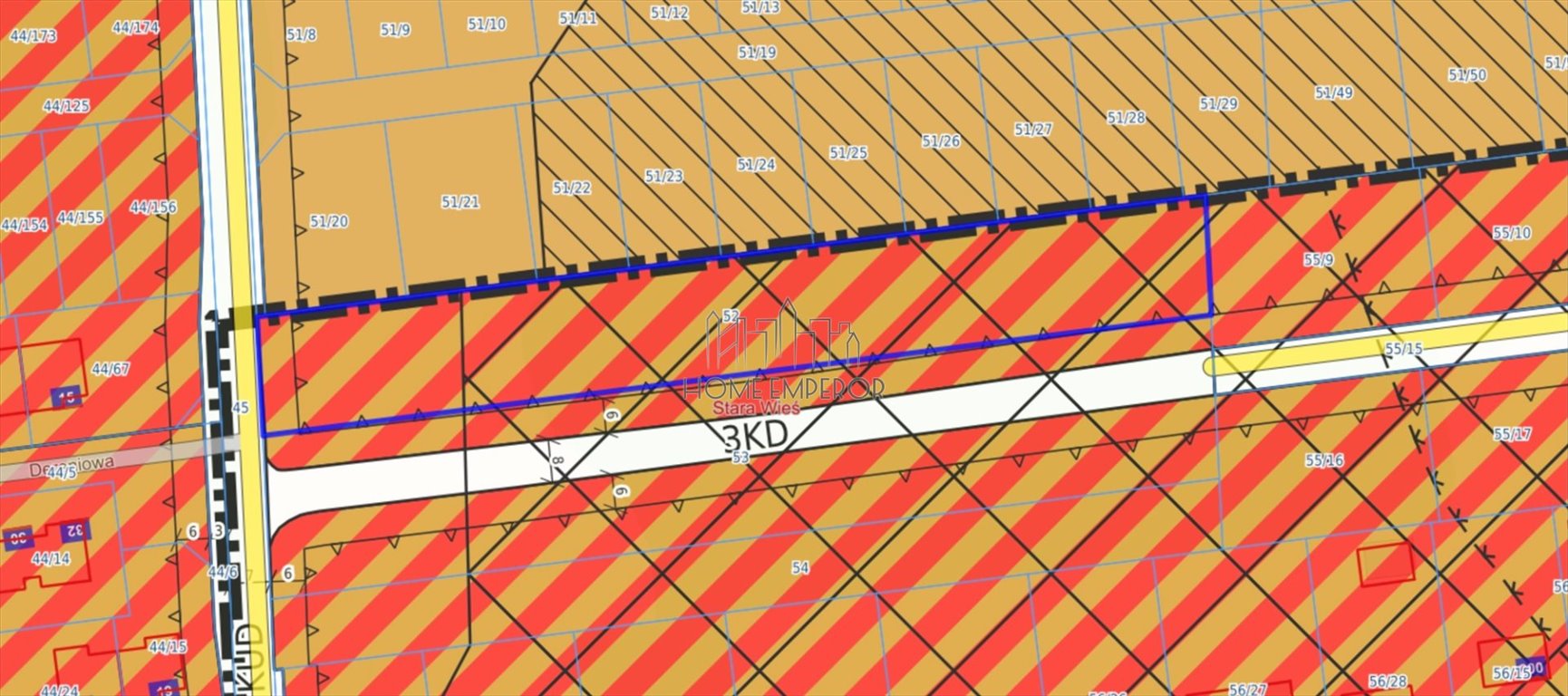 Polecam działkę 3517 m² z MPZP i mediami w pobliżu: Stara Wieś: Grodziska