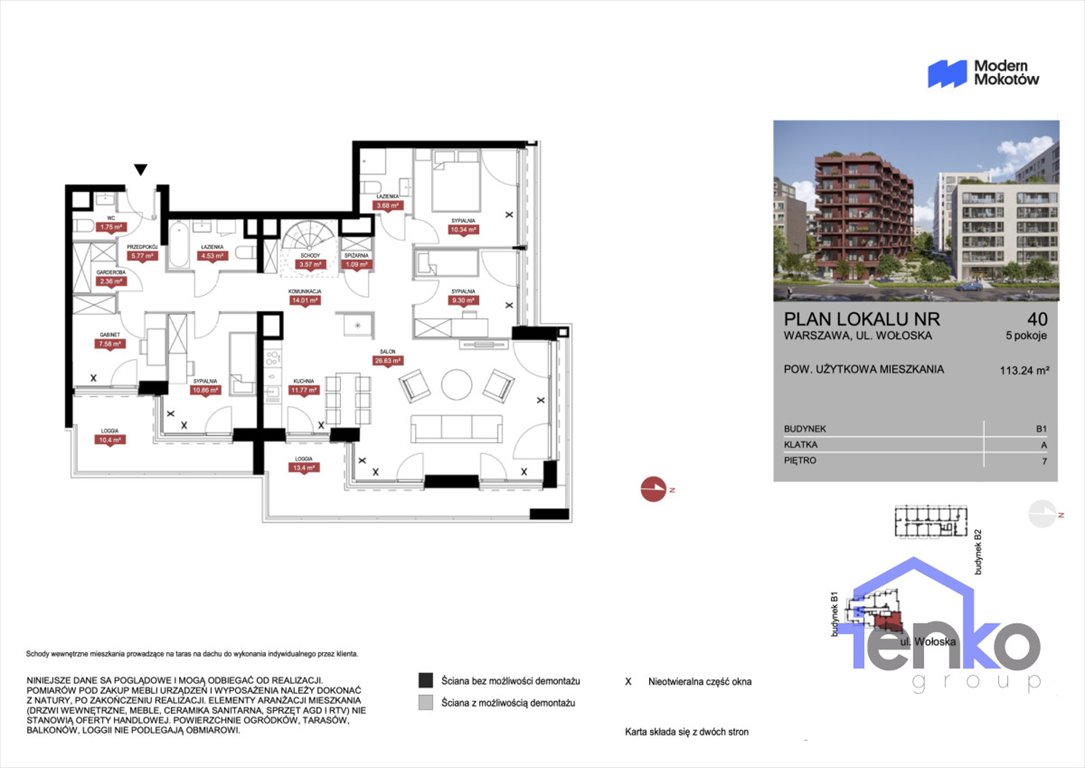 Mieszkanie na sprzedaż Warszawa, Mokotów, Wołoska  113m2 Foto 2