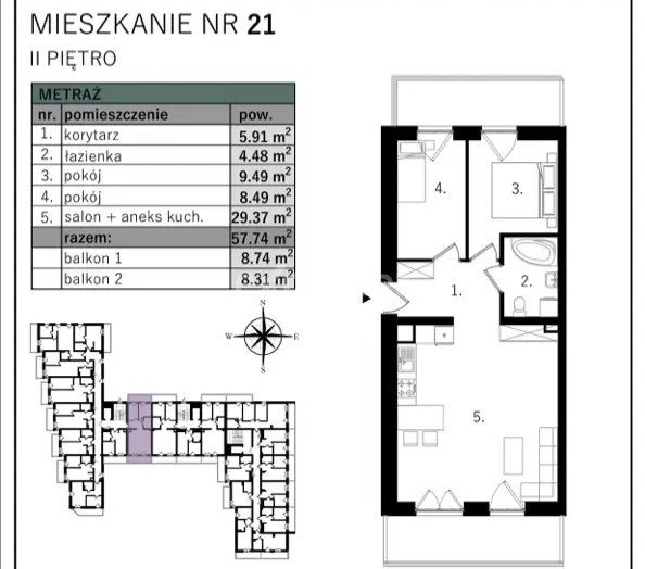 Mieszkanie trzypokojowe na sprzedaż Lublin, Ponikwoda, Rumiankowa  58m2 Foto 1