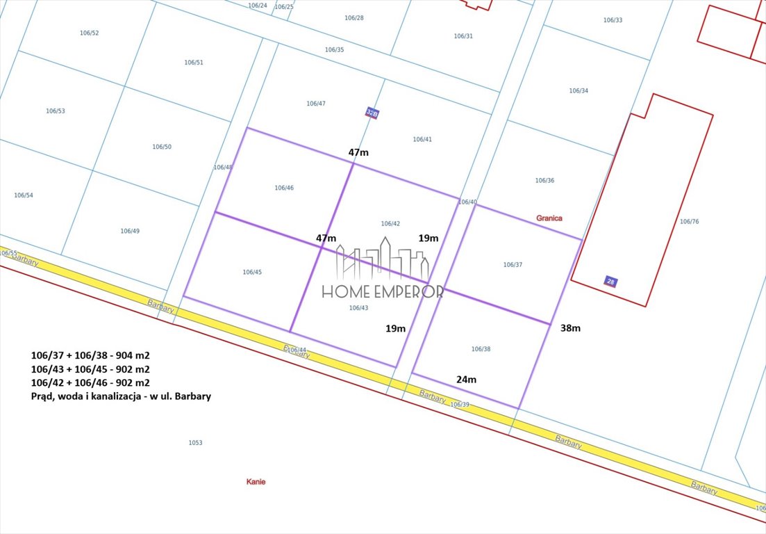 Do sprzedania działki pod zabudowę bliźniaczą 902 m² z mediami Granica, Barbary  902m2 Foto 1
