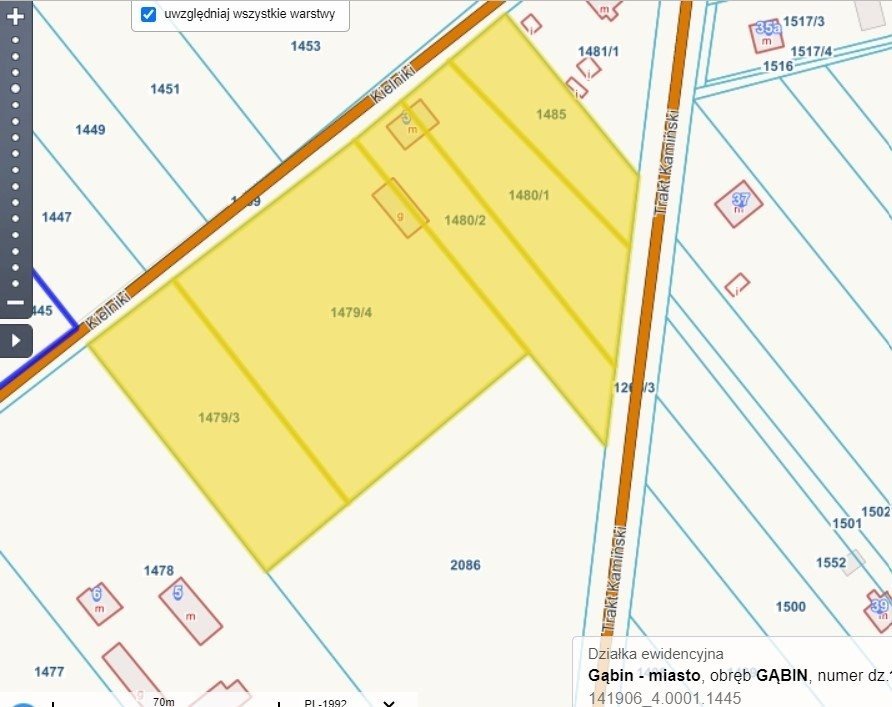 Działka pod osiedle 15 164 m² z dojazdem asfaltowym Gąbin, Kielniki  15 164m2 Foto 1