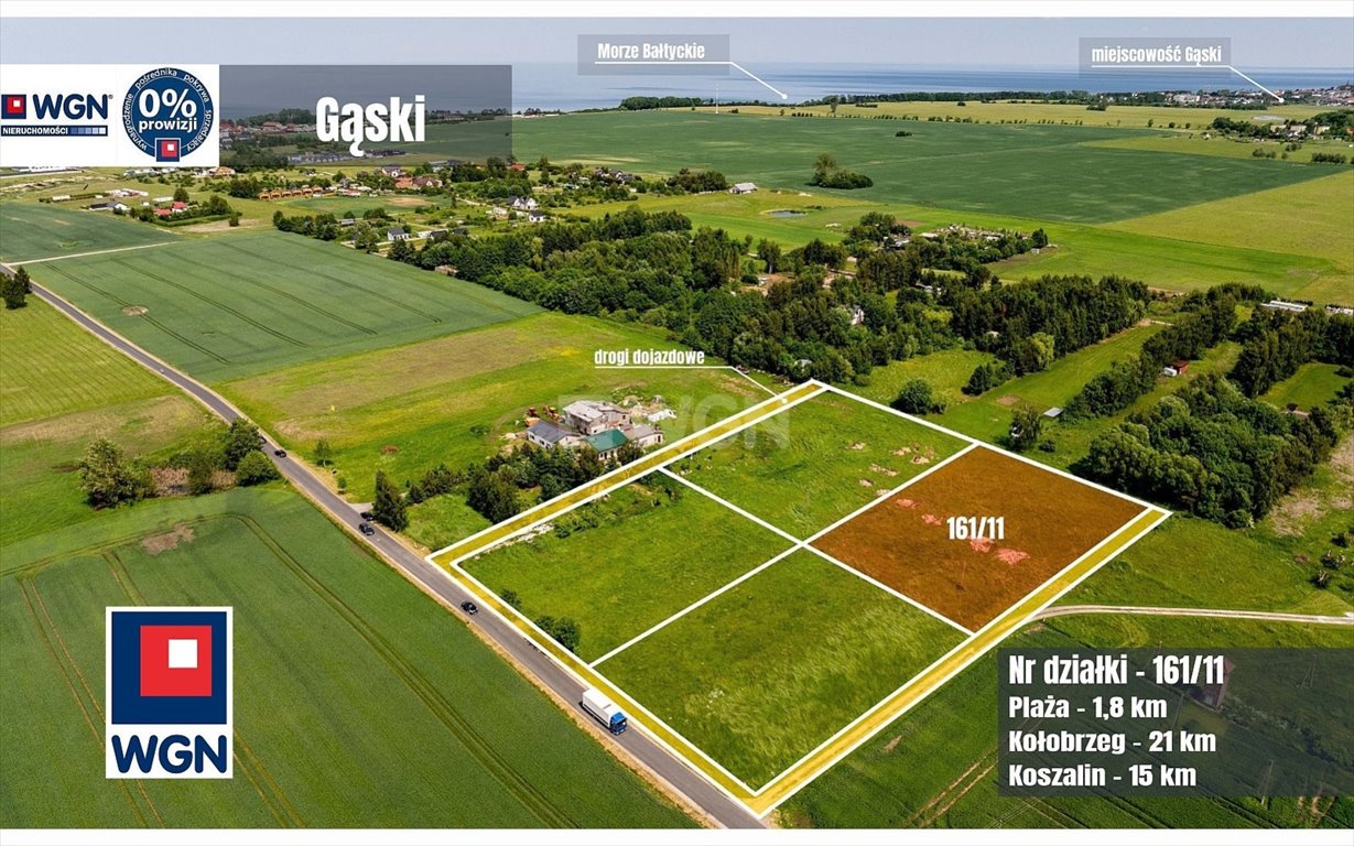 Działka nad morzem Gąski 3000 m² z projektem rekreacji Gąski, Piaskowa  3 000m2 Foto 1