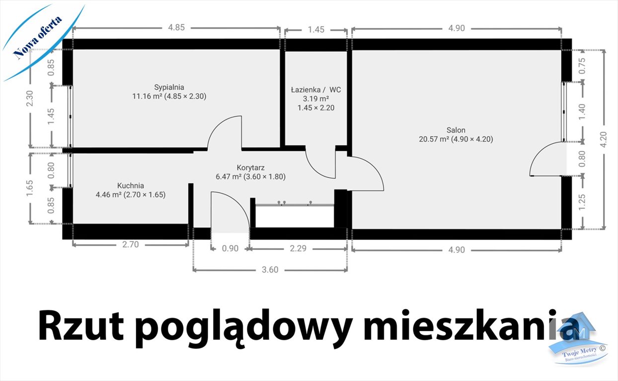 Mieszkanie dwupokojowe na sprzedaż Włocławek, Śródmieście  47m2 Foto 19