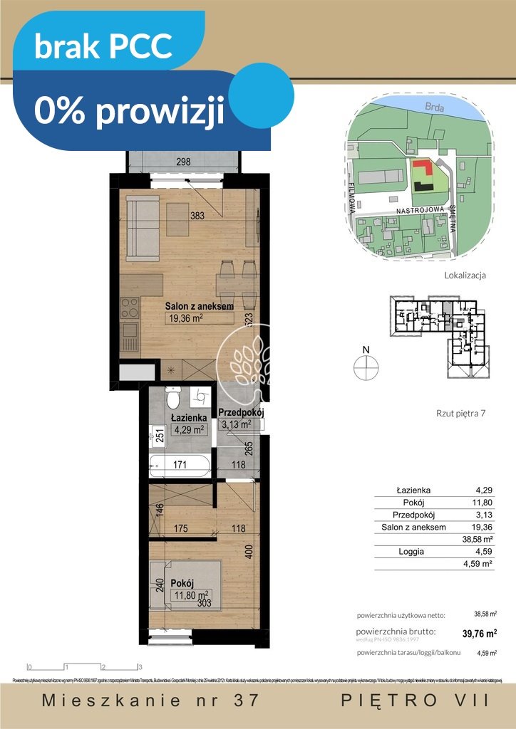 Do sprzedania nowoczesne 2-pokojowe mieszkanie z balkonem w Bydgoszczy Bydgoszcz, Bartodzieje Małe, Nastrojowa  40m2 Foto 1