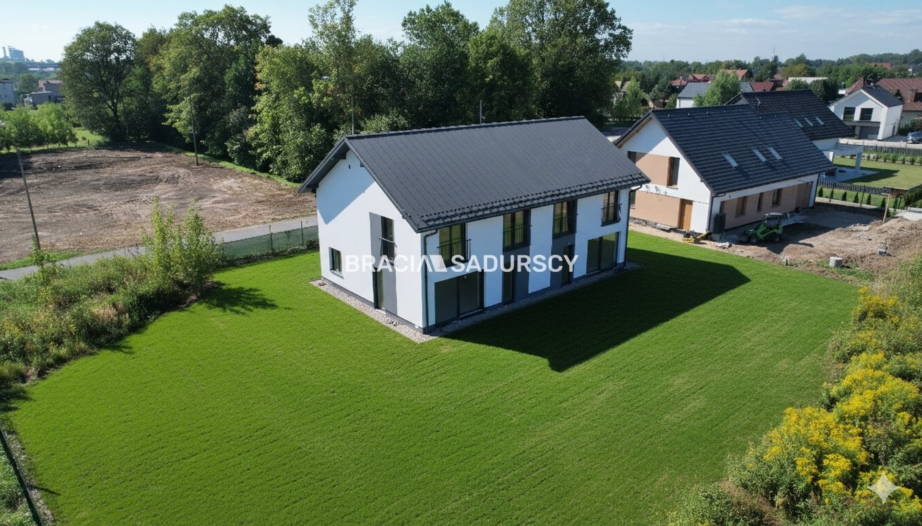 Nowoczesny dom bliźniaczy 122,5 m² z ogrodem w Krakowie Kraków, Wzgórza Krzesławickie, Grębałów, Darwina  155m2 Foto 1
