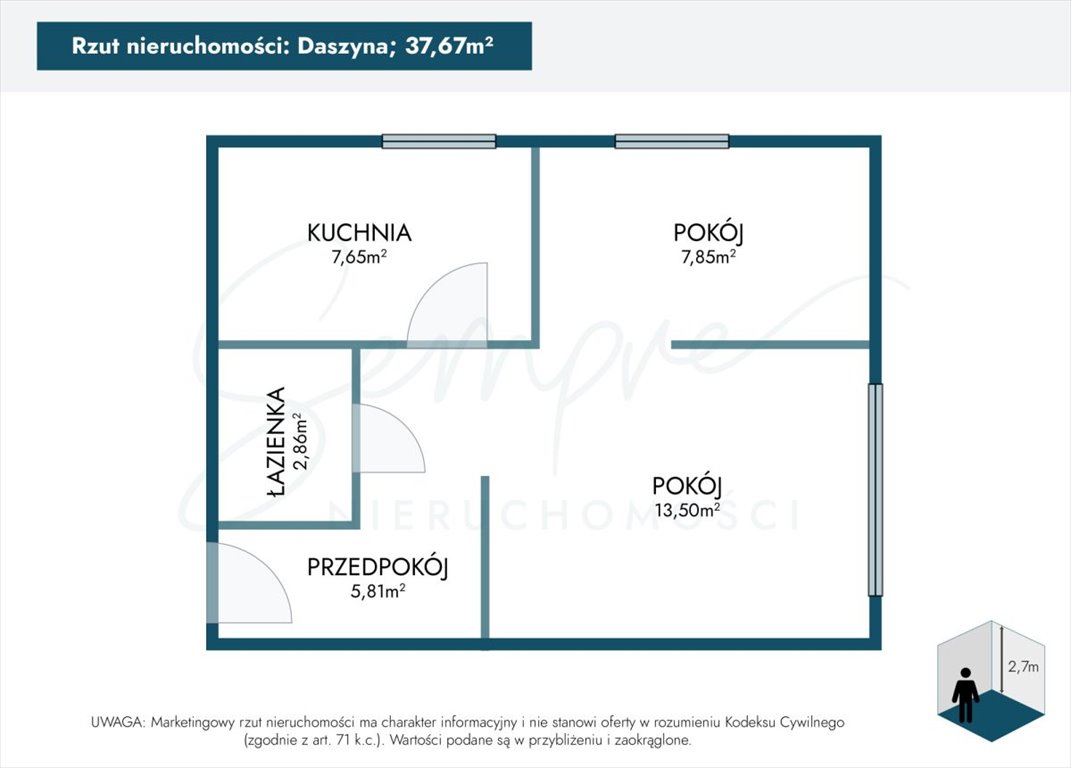 Mieszkanie dwupokojowe na sprzedaż Daszyna  38m2 Foto 6