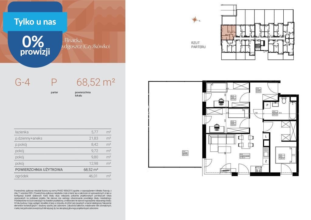 Mieszkanie 68,52 m² na Czyżkówku w Bydgoszczy - zapraszam Bydgoszcz, Czyżkówko, Flisacka  69m2 Foto 1