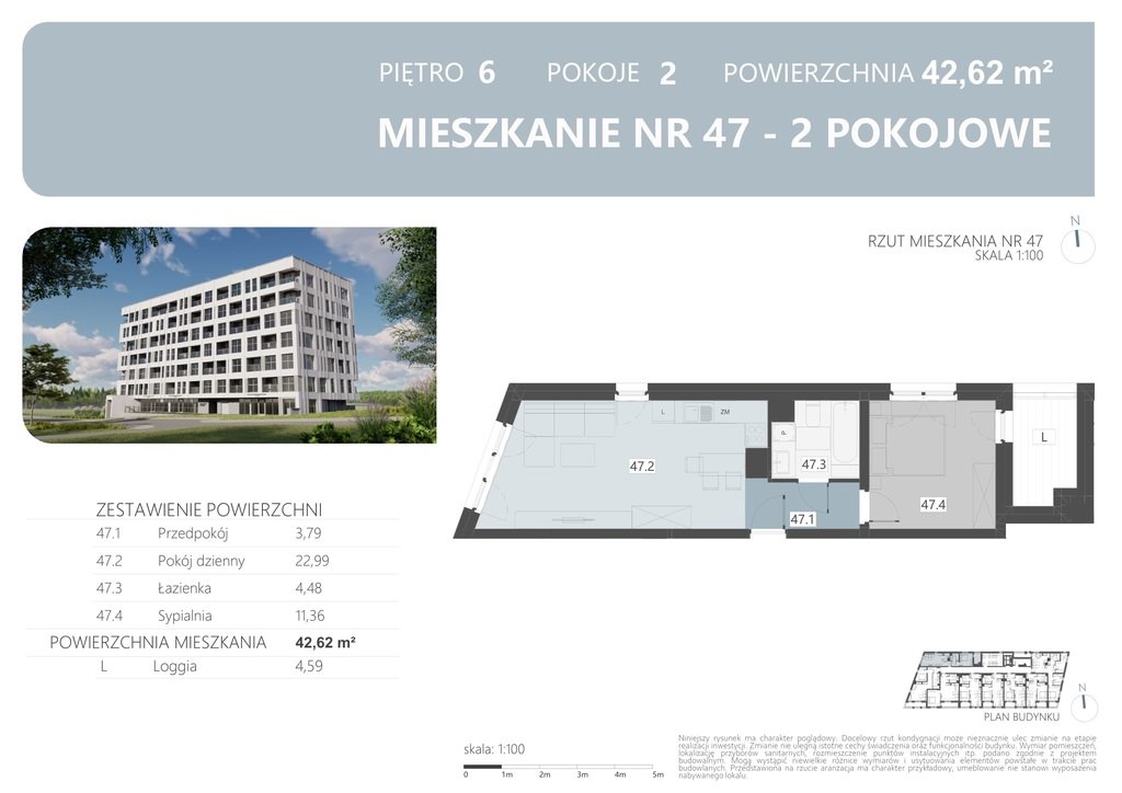 Mieszkanie dwupokojowe na sprzedaż Rzeszów  43m2 Foto 2