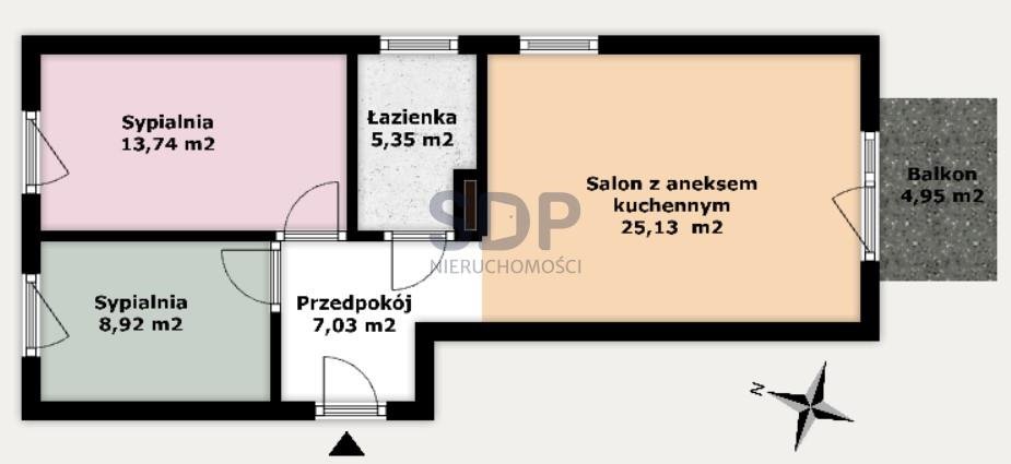Mieszkanie trzypokojowe na sprzedaż Wrocław, Psie Pole, Lipa Piotrowska, Kominiarska  60m2 Foto 2