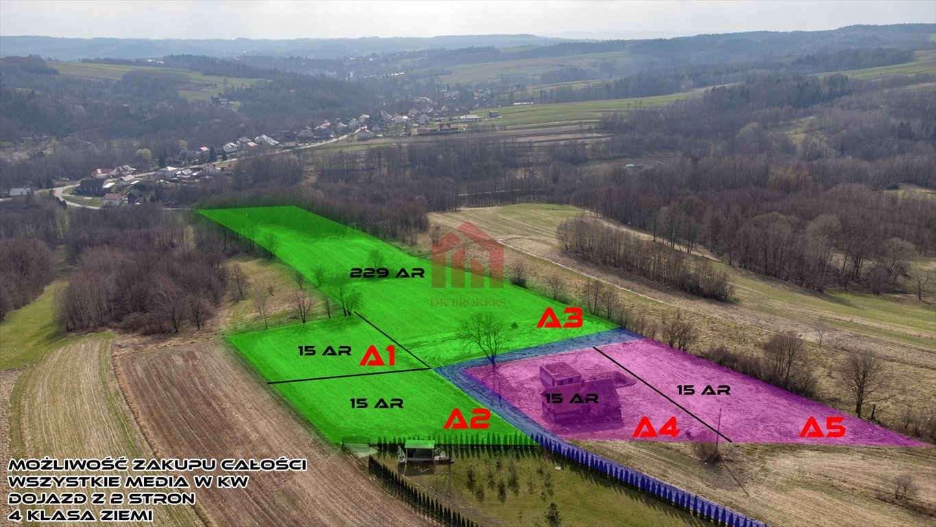 Działka widokowa 1500 m² z mediami, blisko Ropczyc Ropczyce, Granice  1 500m2 Foto 1