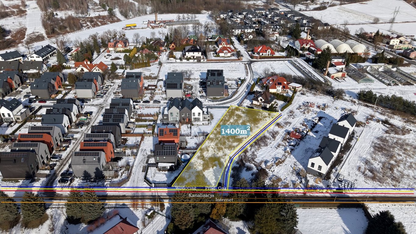 Działka budowlana 1400 m2 w Starych Babicach, media w drodze Stare Babice  1 400m2 Foto 1