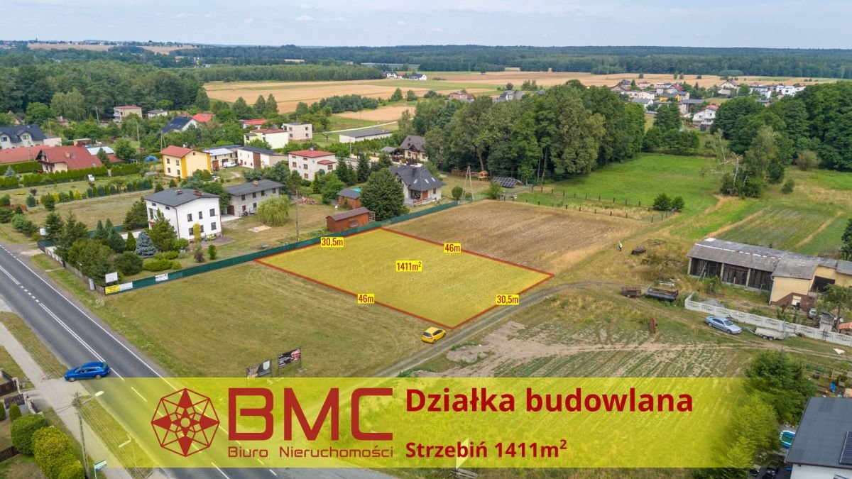 Działka budowlana na sprzedaż Strzebiń, Boczna  1 411m2 Foto 1