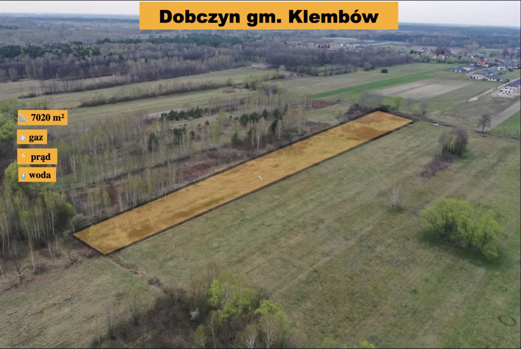 Działka 7020 m² w Dobczynie – spokojna okolica, media, MPZP Dobczyn  7 020m2 Foto 1