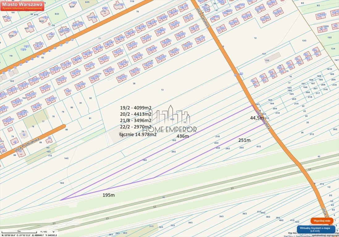 Do sprzedania działka inwestycyjna 14 978 m² z dostępem do mediów Warszawa, Wawer, Miedzeszyn, Celulozy  14 978m2 Foto 1