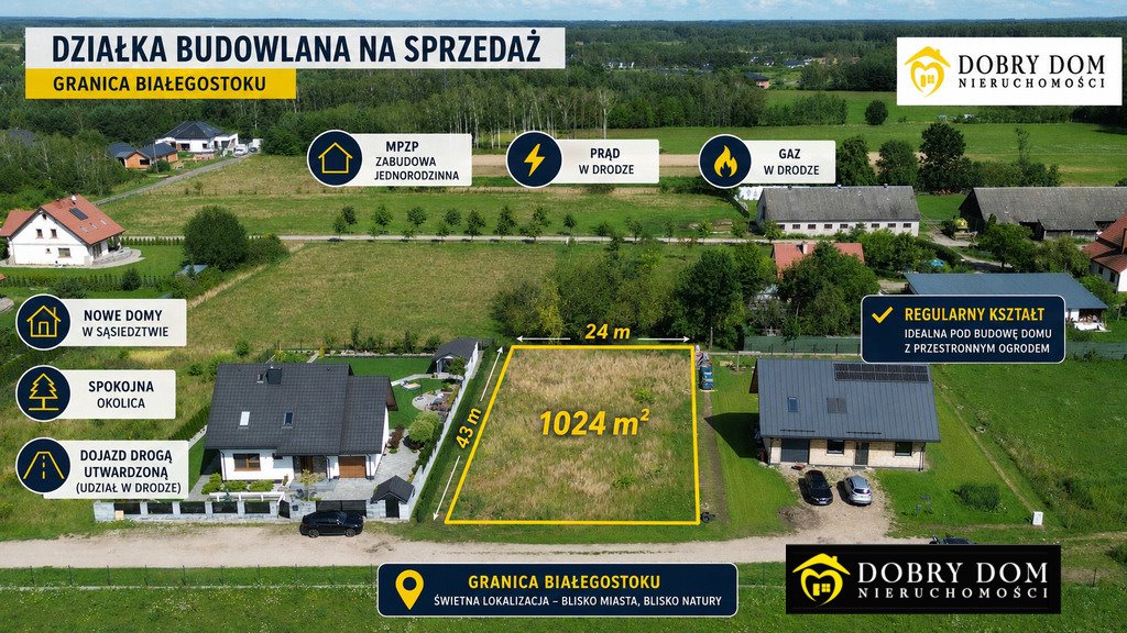 Działka pod dom z mediami i dojazdem utwardzonym polecam Białystok, Halickie  1 024m2 Foto 1