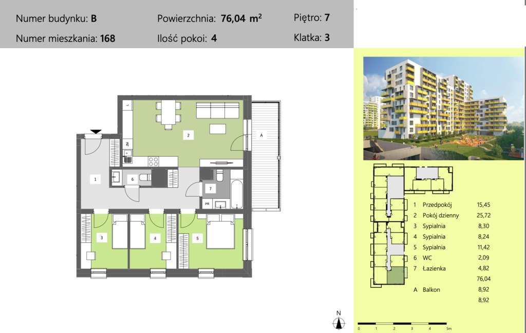 Mieszkanie czteropokojowe  na sprzedaż Rzeszów, Krakowska  76m2 Foto 7