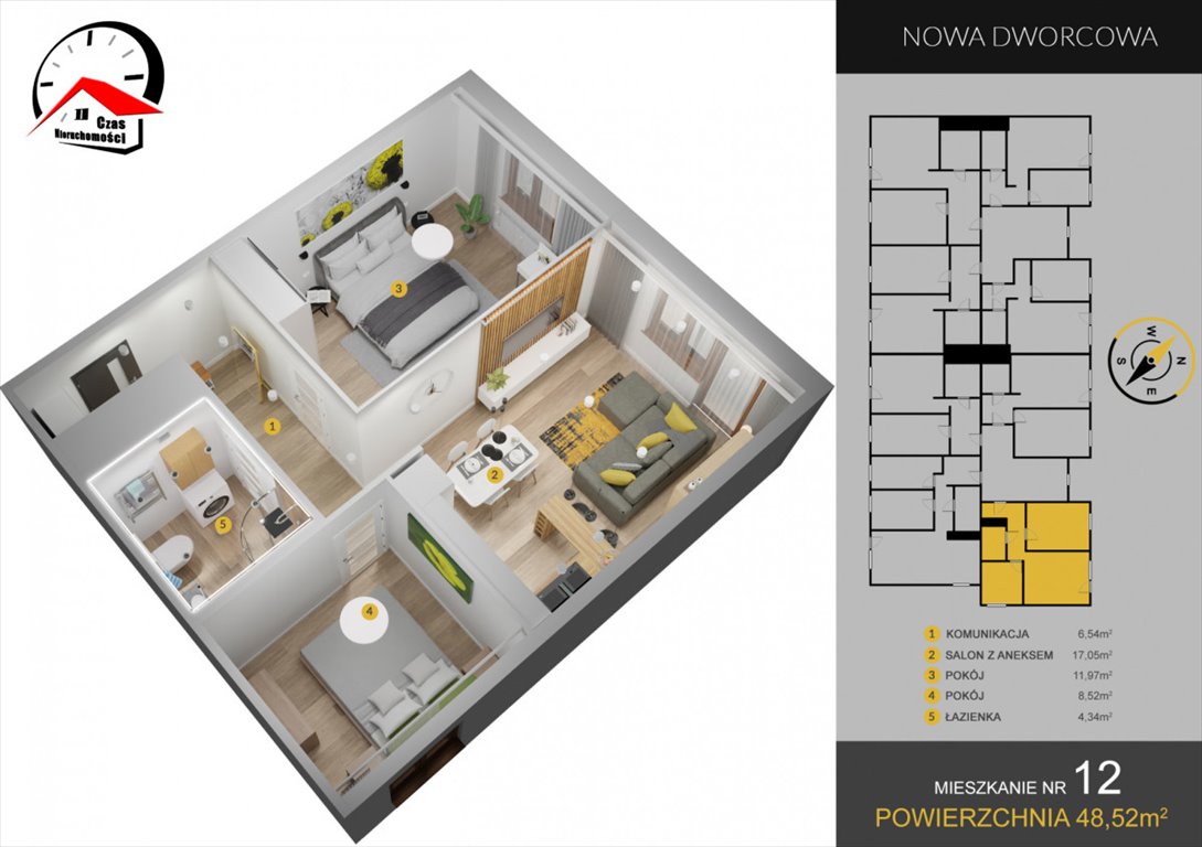 Mieszkanie trzypokojowe na sprzedaż Piotrków Kujawski, Dworcowa  49m2 Foto 4