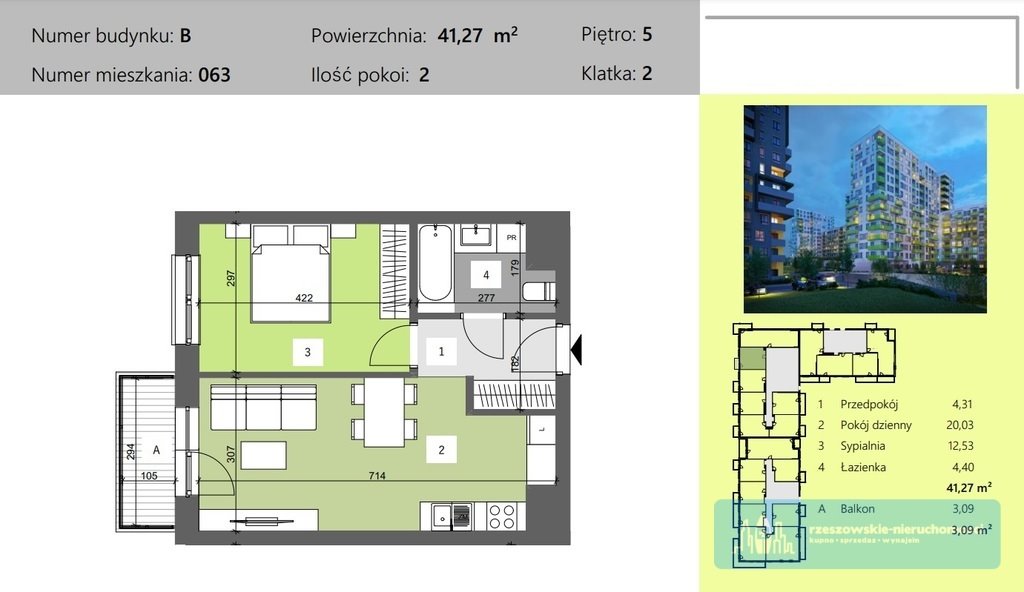 Mieszkanie dwupokojowe na sprzedaż Rzeszów, Technologiczna  41m2 Foto 2