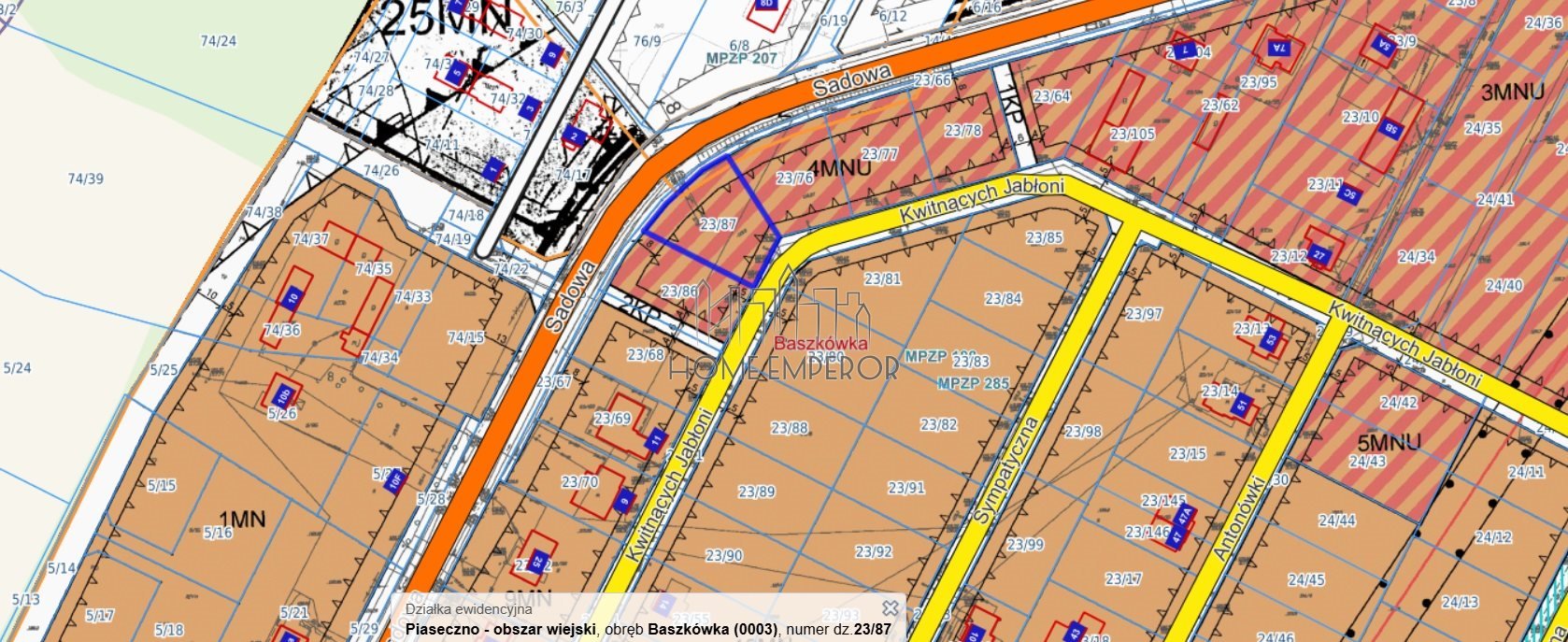 Działka budowlana na sprzedaż Baszkówka, Sadowa  1 041m2 Foto 1