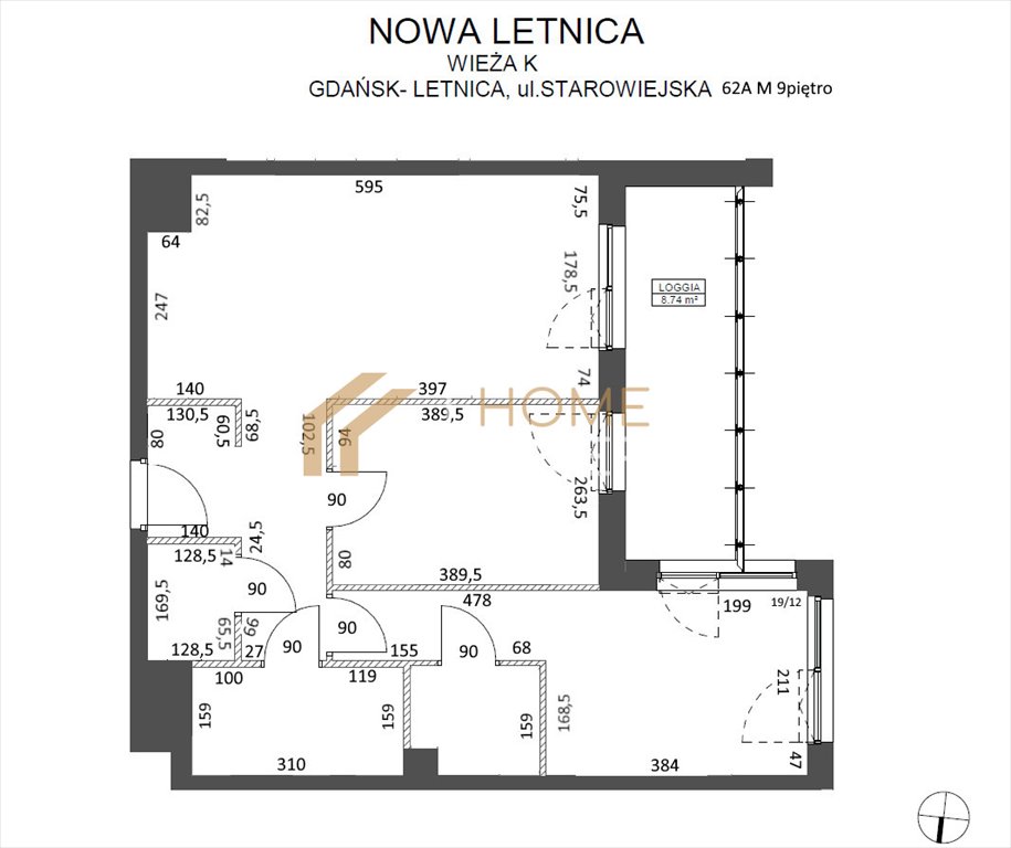 Mieszkanie trzypokojowe na sprzedaż Gdańsk, Letnica, Starowiejska  64m2 Foto 11