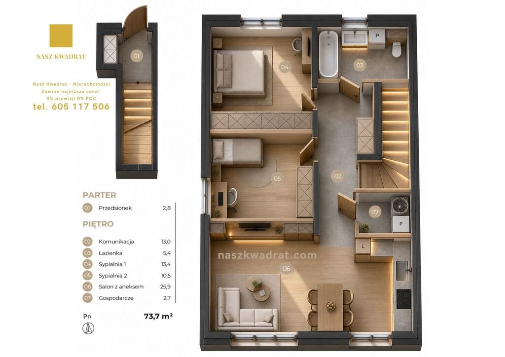 Do sprzedania nowoczesny 113 m² apartament z poddaszem i parkingiem Łódź, Nowosolna, Nowosolna  113m2 Foto 1