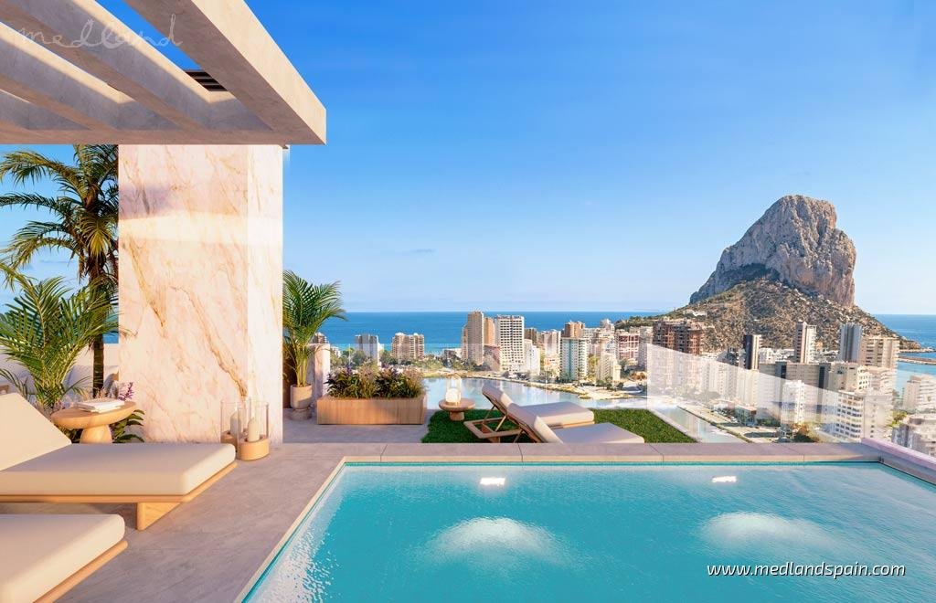 Nowoczesny apartament 3 pok. z panoramicznym widokiem na Morze Hiszpania, Calpe  93m2 Foto 1