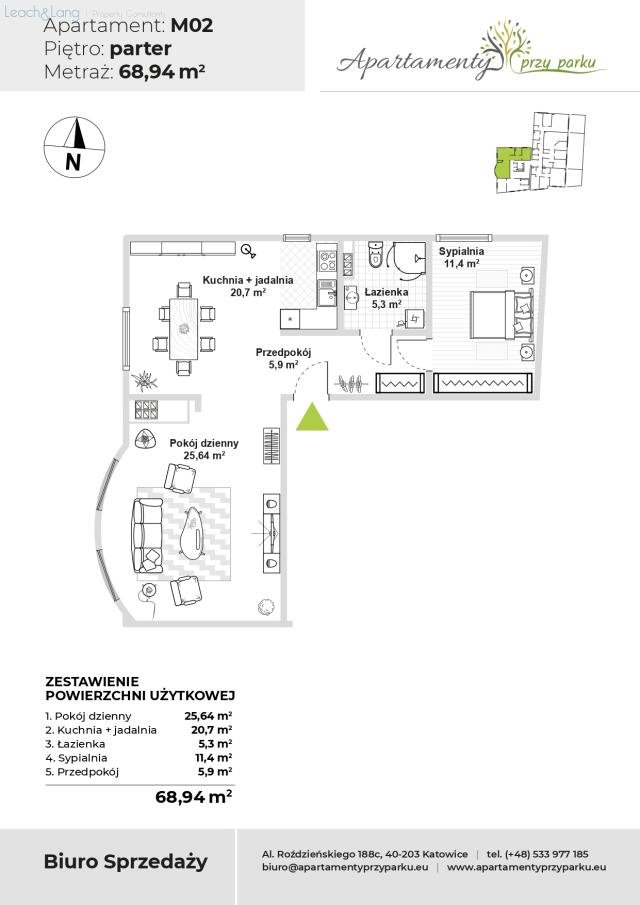 Mieszkanie czteropokojowe  na sprzedaż Chorzów, Kaszubska  69m2 Foto 1