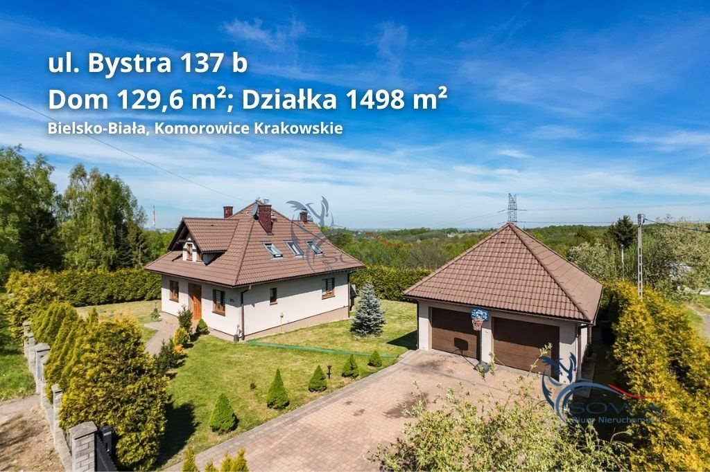 Dom z dużą działką 1498 m² - taras, garaż, 3 sypialnie Bielsko-Biała, Komorowice Krakowskie  170m2 Foto 1