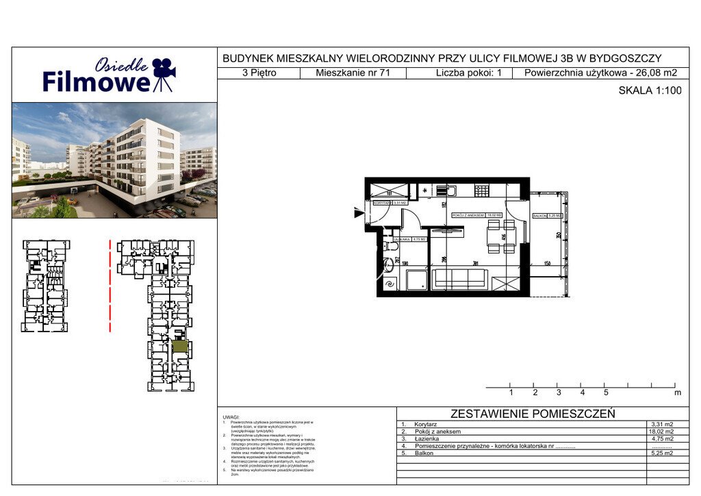 Kawalerka na sprzedaż Bydgoszcz, Bartodzieje Małe, Filmowa  26m2 Foto 3