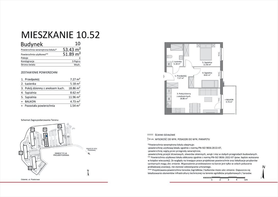 Mieszkanie trzypokojowe na sprzedaż Gdańsk, Łostowice  52m2 Foto 3