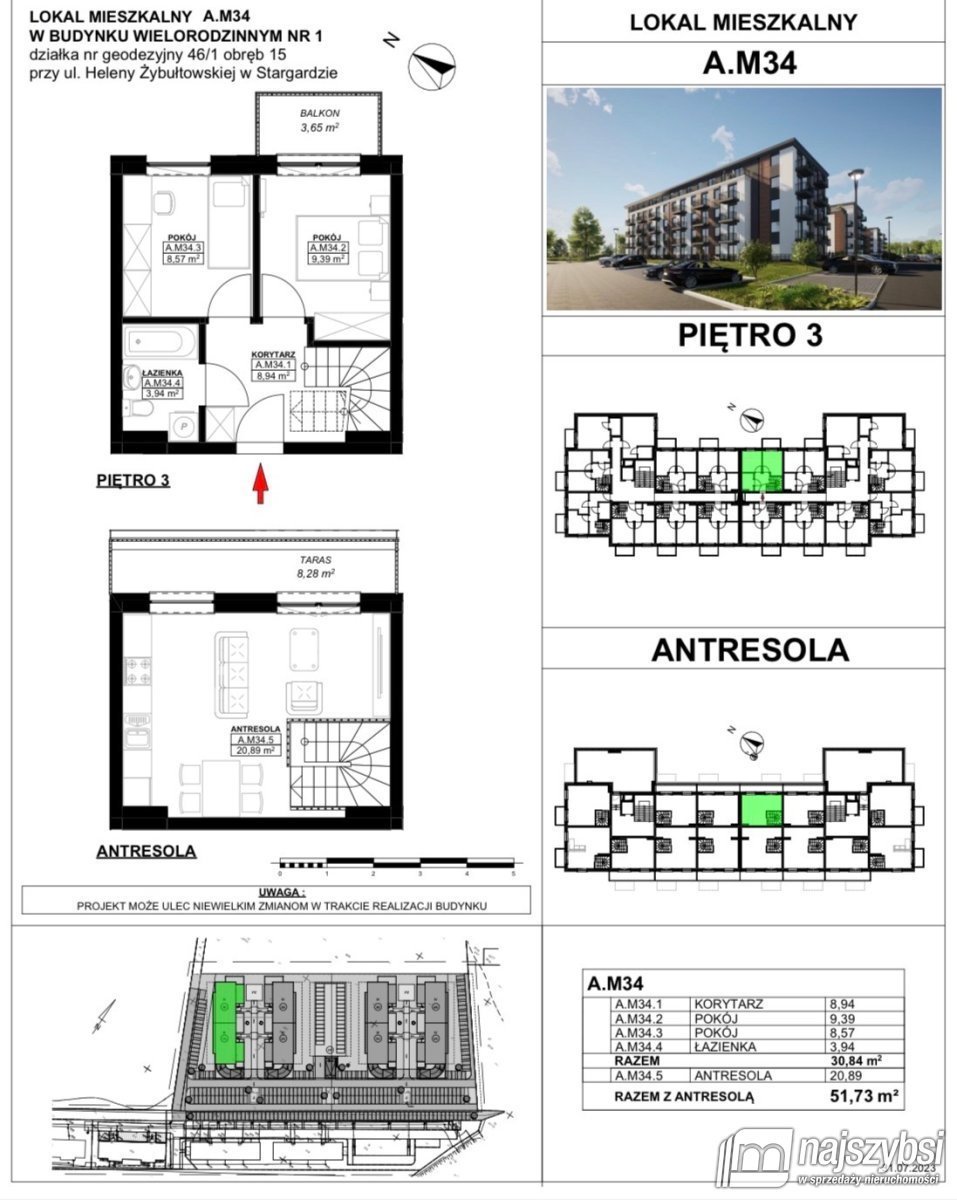 Mieszkanie dwupokojowe na sprzedaż Stargard, Pyrzyckie  65m2 Foto 9