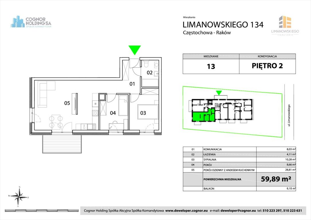 Mieszkanie trzypokojowe na sprzedaż Częstochowa, Raków, Bolesława Limanowskiego  60m2 Foto 1