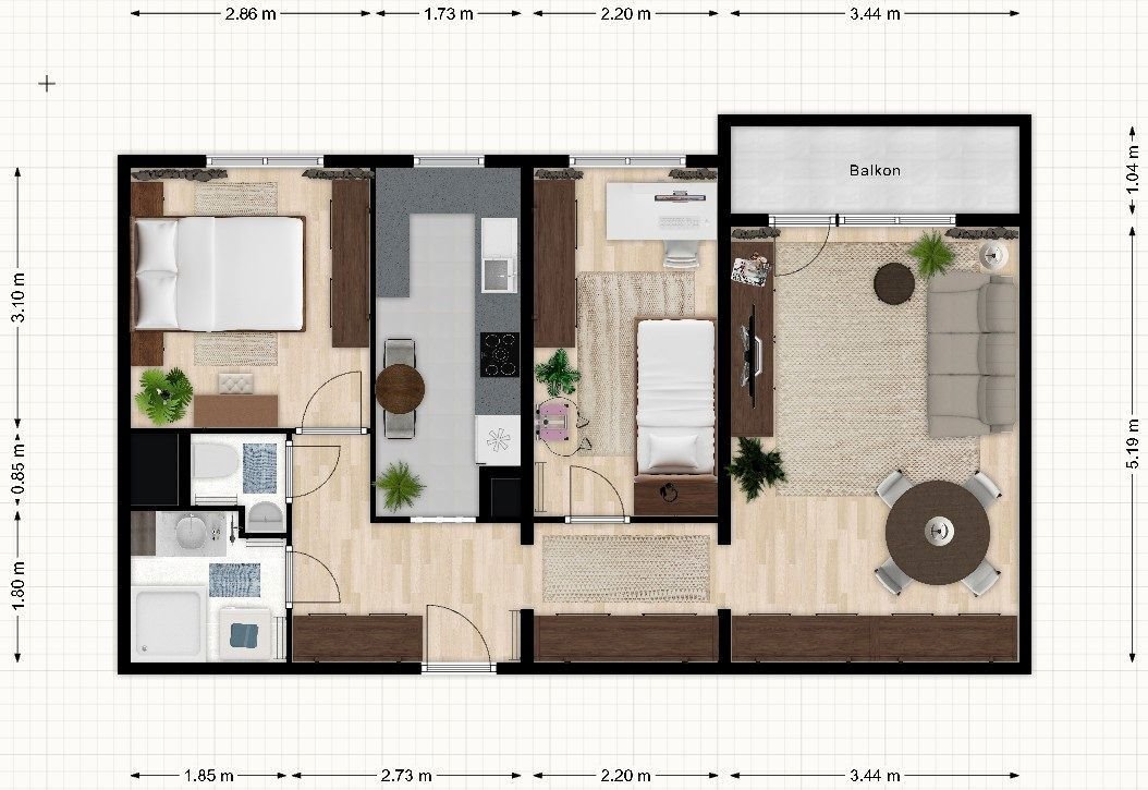 Przestronne 3 pokoje z widokiem na park i jezioro Balaton Warszawa, Praga-Południe, gen. Romana Abrahama  56m2 Foto 1