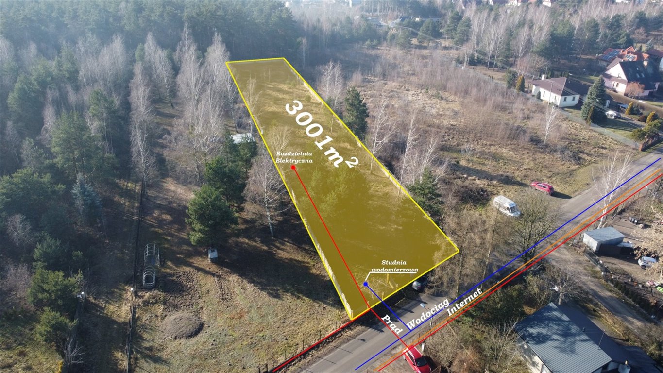 Działka budowlana 3001 m² z mediami, ogrodzona, blisko centrum Sochaczew, Wypalenisko  3 001m2 Foto 1